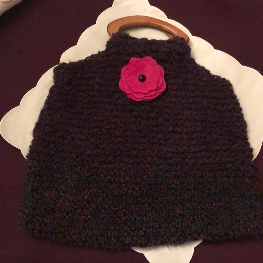 Hand knitted Purple & Blue Handbag